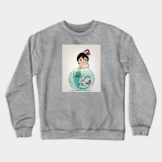 Sad Mermaid Crewneck Sweatshirt by EveFarb